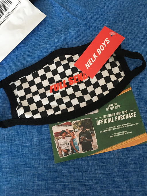 100% Authentic Brand New FULLSEND By NELK Boys Checkered Face Mask - Great Stuff OnlineGreat Stuff Online