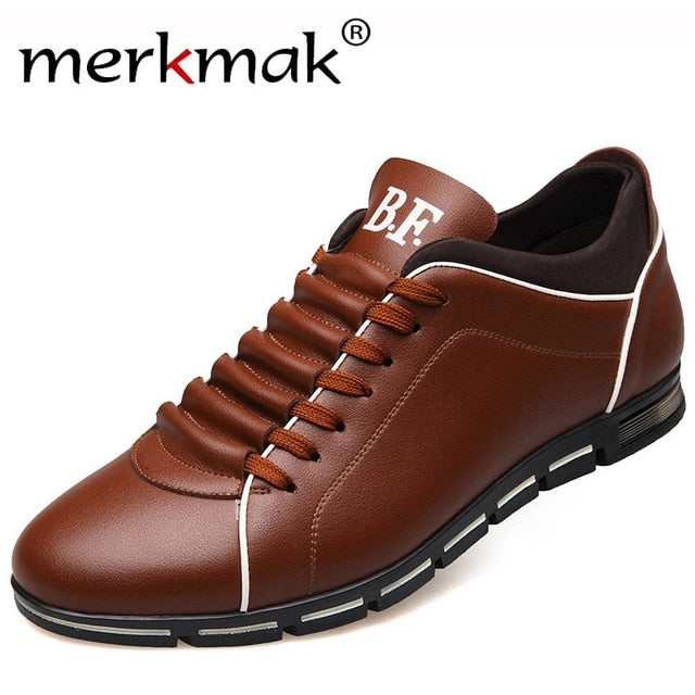 shoes Merkmak Men Casual Shoes Fashion Leather Shoes for Men Summer Men's Flat Shoes - Great Stuff OnlineGreat Stuff Online Brown Casual Shoes / 6