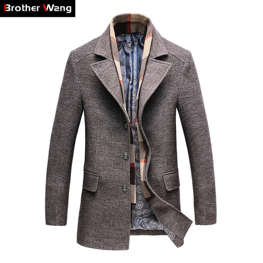 men 2020 Winter Men's Casual Wool Trench Coat Fashion Business Long Thicken Slim Overcoat - Great Stuff OnlineGreat Stuff Online
