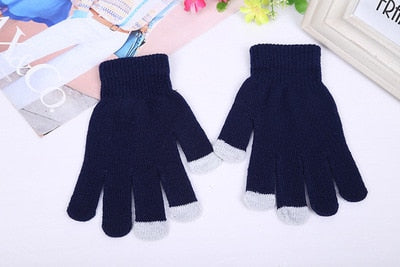 Women's Cashmere Knitted Winter Gloves - Great Stuff OnlineGreat Stuff Online Style 2 Navy Blue / One Size