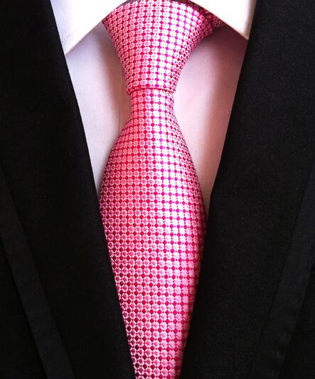 Ties Fashion Neckties Classic Men's Stripe Yellow Navy Blue Wedding Ties Jacquard Woven 100% Silk Men Solid Tie Polka Dots Neck Ties - Great Stuff OnlineGreat Stuff Online Pink