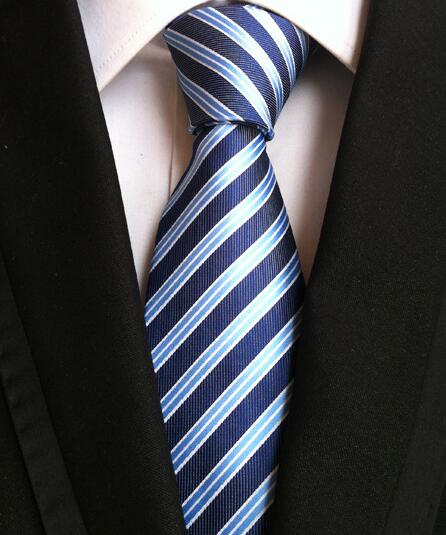 Ties Fashion Neckties Classic Men's Stripe Yellow Navy Blue Wedding Ties Jacquard Woven 100% Silk Men Solid Tie Polka Dots Neck Ties - Great Stuff OnlineGreat Stuff Online Blue Stripes