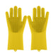 Magic Silicone Dishwashing Scrubber Dish Washing Sponge Rubber Scrub Gloves Kitchen Cleaning 1 Pair - Great Stuff OnlineGreat Stuff Online Yellow / United States
