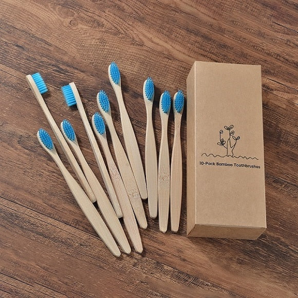 New design mixed color bamboo toothbrush Eco Friendly wooden Tooth Brush Soft bristle Tip Charcoal adults oral care toothbrush - Great Stuff OnlineGreat Stuff Online 10 Piece Blue