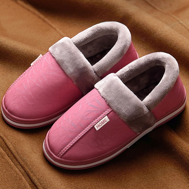 Women's shoes Indoor Slippers Memory foam Size 9-17 Non-slip Winter Ladies Leather Home shoes - Great Stuff OnlineGreat Stuff Online MSL-013-Pink / 4.5