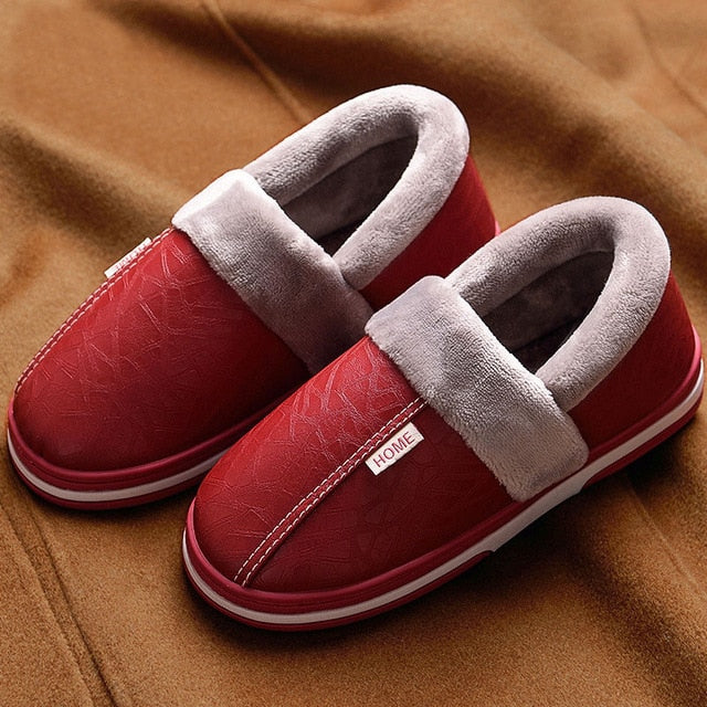 Women's shoes Indoor Slippers Memory foam Size 9-17 Non-slip Winter Ladies Leather Home shoes - Great Stuff OnlineGreat Stuff Online MSL-013-Red / 16