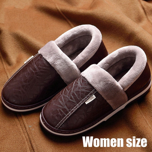 Women's shoes Indoor Slippers Memory foam Size 9-17 Non-slip Winter Ladies Leather Home shoes - Great Stuff OnlineGreat Stuff Online MSL-013-Coffee / 5.5