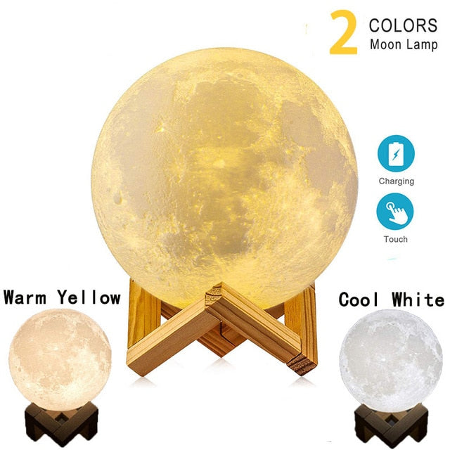 USB Rechargeable Moon Lamp Night Light Creative Home Décor Globe - Great Stuff OnlineGreat Stuff Online 2 Colors / 12cm