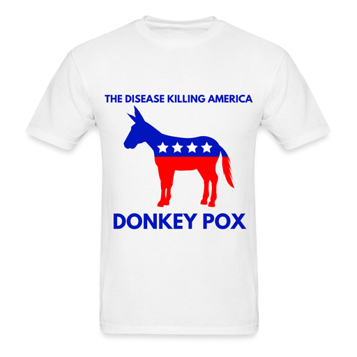 Ultra Cotton Adult T-Shirt | Gildan G2000 THE DISEASE KILLING AMERICA "DONKEY POX" UNISEX T-SHIRT - Great Stuff OnlineSPOD white / S