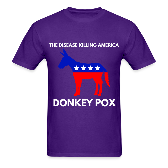 Ultra Cotton Adult T-Shirt | Gildan G2000 THE DISEASE KILLING AMERICA "DONKEY POX" UNISEX T-SHIRT - Great Stuff OnlineSPOD purple / S